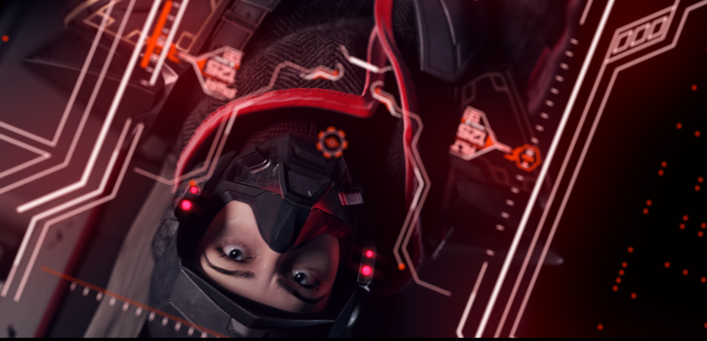 personnage protagoniste dans un avion projet trailer du jeu endless space réalisé en motion 3D